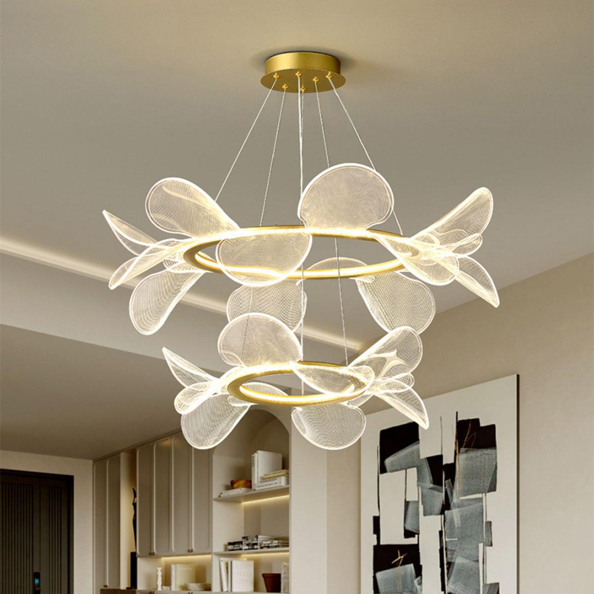 Bain Flying Flowers Chandelier — Gold Acrylic LED Pendant Light