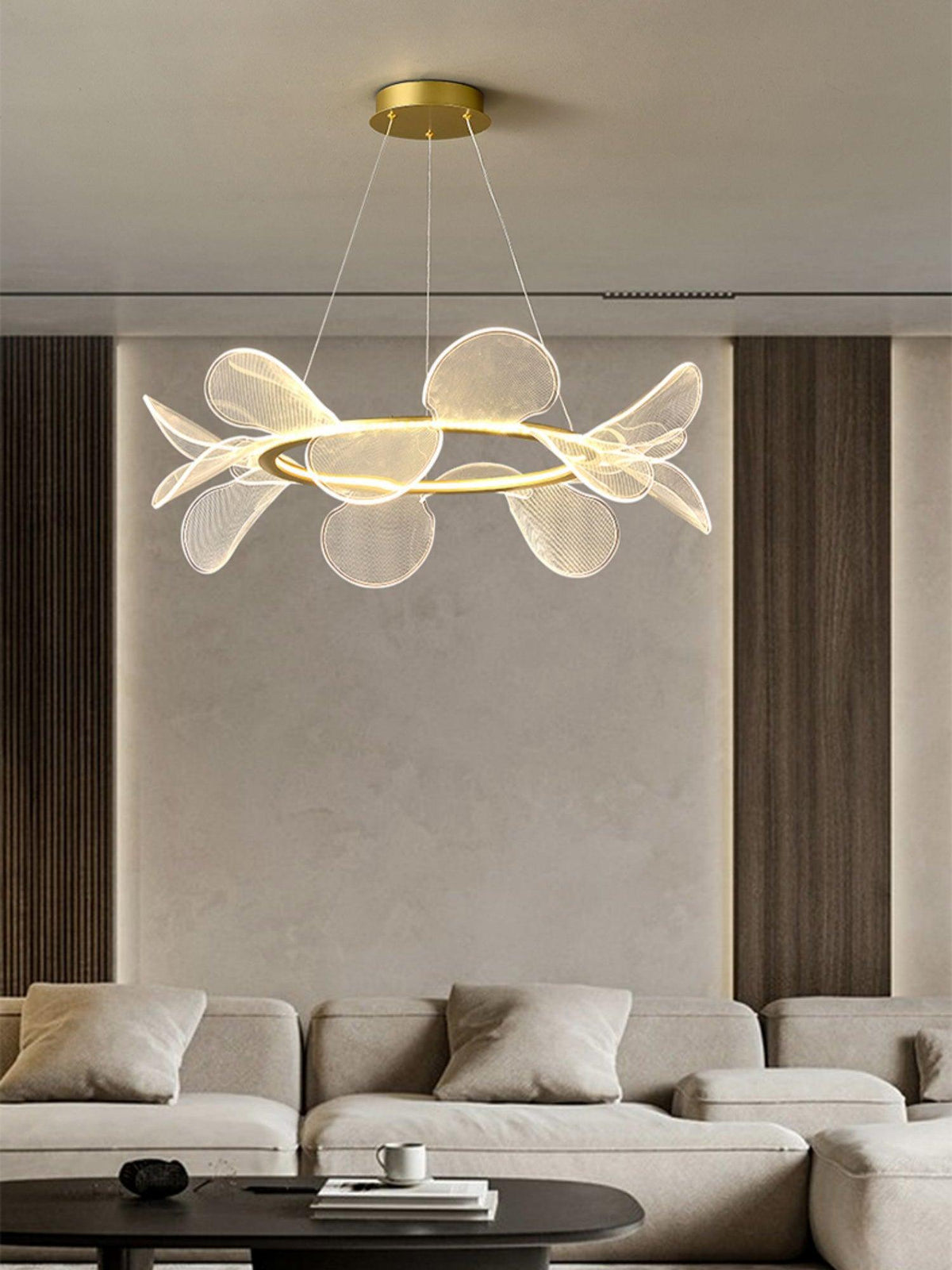 Bain Flying Flowers Chandelier — Gold Acrylic LED Pendant Light