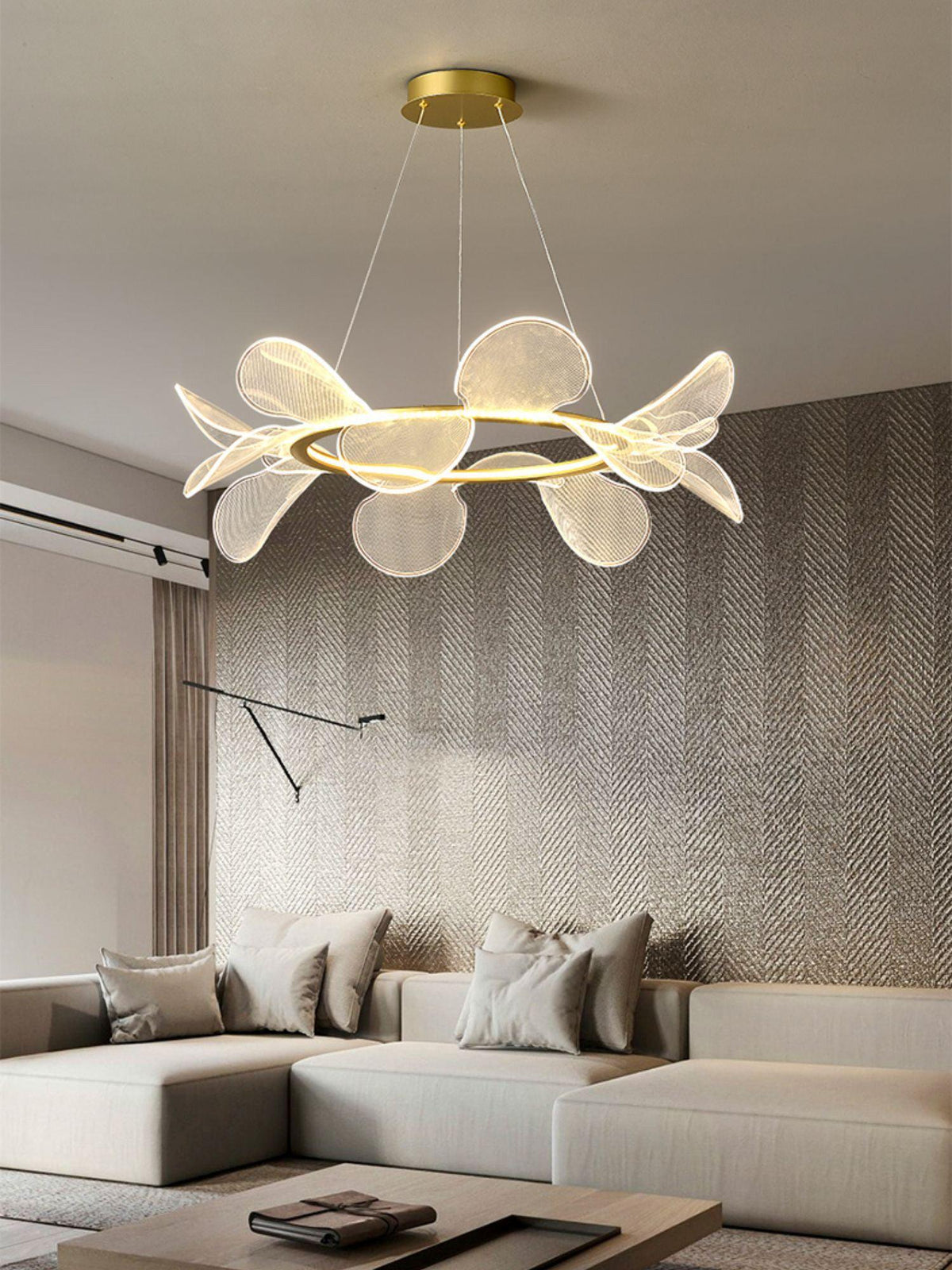 Bain Flying Flowers Chandelier — Gold Acrylic LED Pendant Light