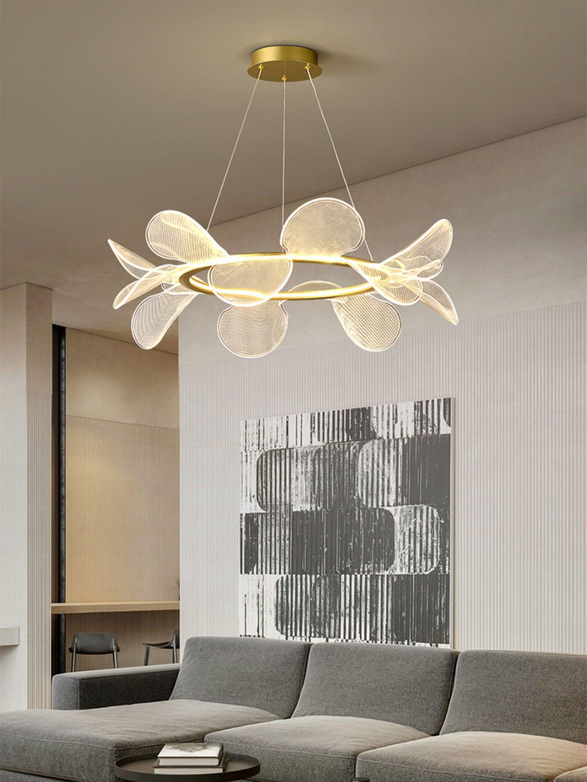 Bain Flying Flowers Chandelier — Gold Acrylic LED Pendant Light