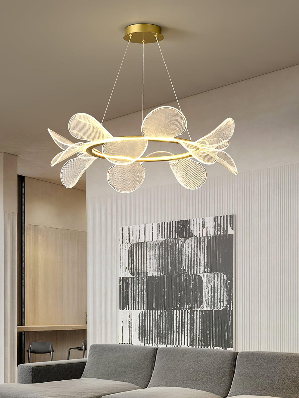 Bain Flying Flowers Chandelier — Gold Acrylic LED Pendant Light