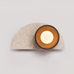 Balance Arc Wall Sconce in Travertine and Walnut Wood