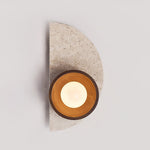 Balance Arc Wall Sconce in Travertine and Walnut Wood