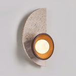 Balance Arc Wall Sconce in Travertine and Walnut Wood