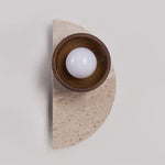 Balance Arc Wall Sconce in Travertine and Walnut Wood