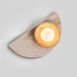 Balance Arc Wall Sconce in Travertine and Walnut Wood