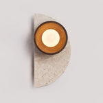 Balance Arc Wall Sconce in Travertine and Walnut Wood