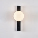 Balanced Globe Wall Sconce in Black Travertine and Opal Glass