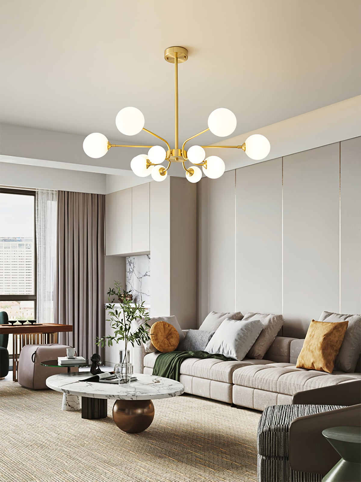 Balloon Ball Chandelier – Modern Gold Glass Pendant Light for Dining Room and Living Room