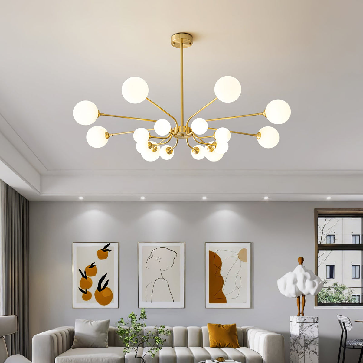 Balloon Ball Chandelier – Modern Gold Glass Pendant Light for Dining Room and Living Room
