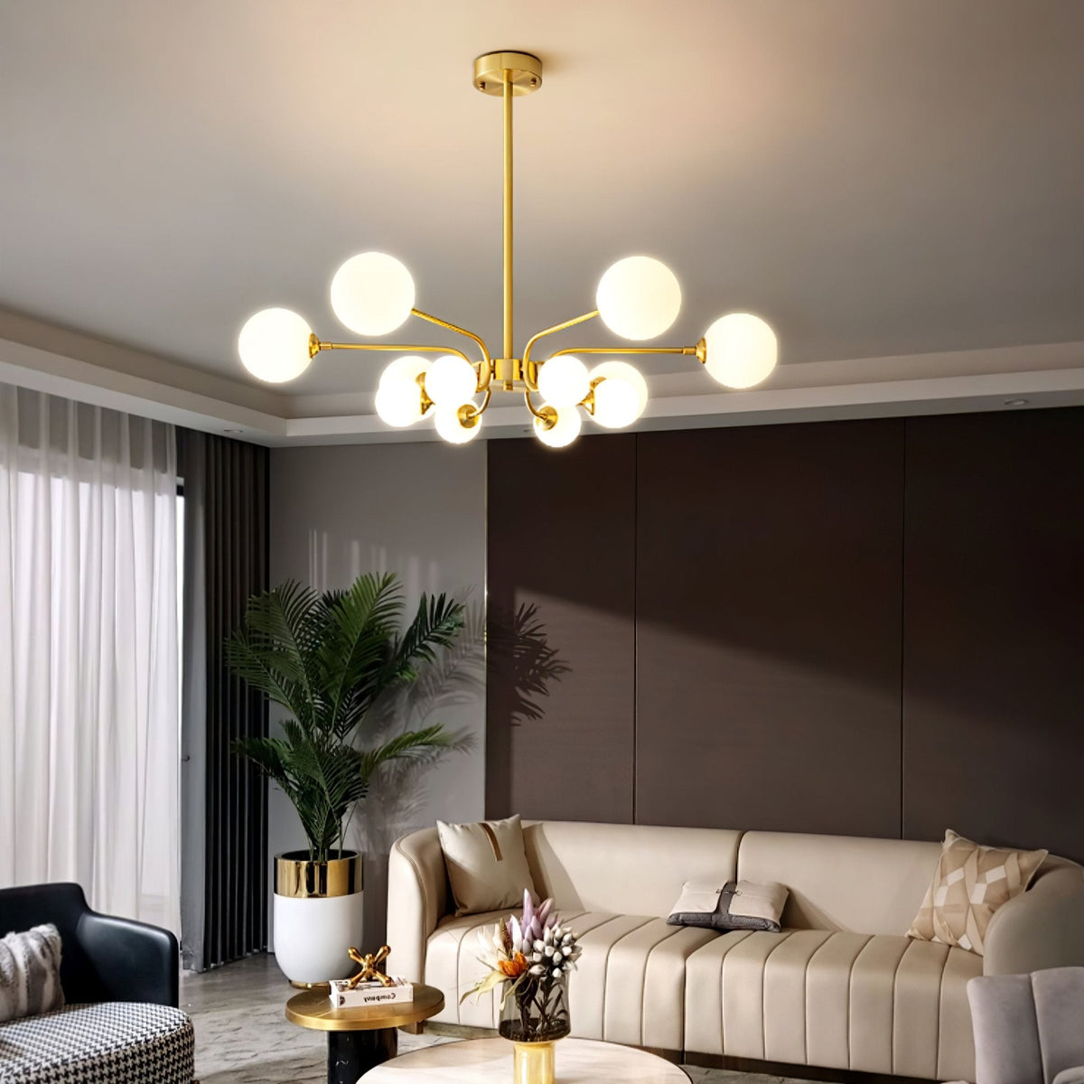 Balloon Ball Chandelier – Modern Gold Glass Pendant Light for Dining Room and Living Room