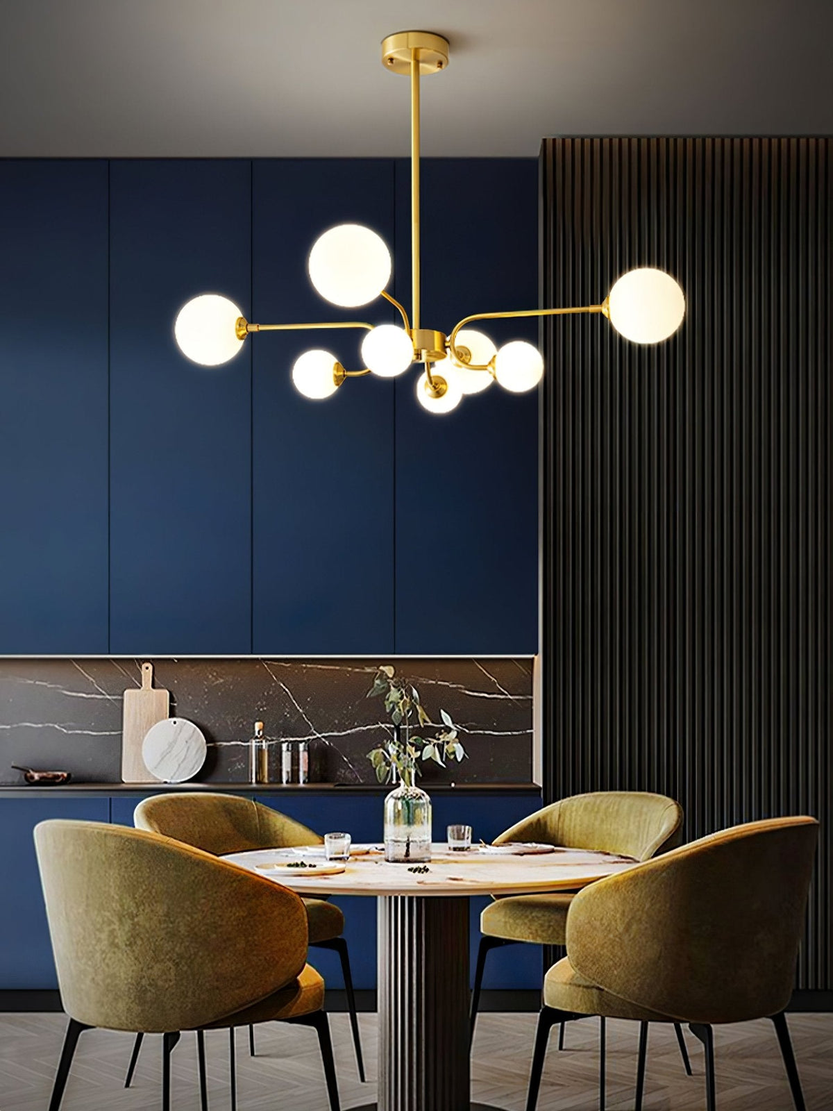 Balloon Ball Chandelier – Modern Gold Glass Pendant Light for Dining Room and Living Room