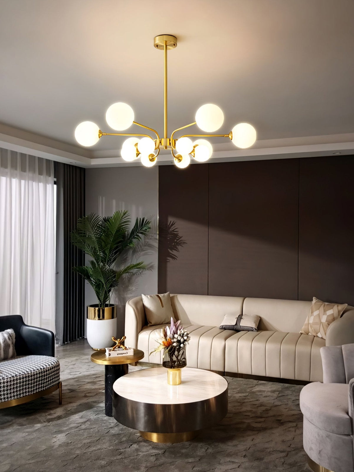 Balloon Ball Chandelier – Modern Gold Glass Pendant Light for Dining Room and Living Room