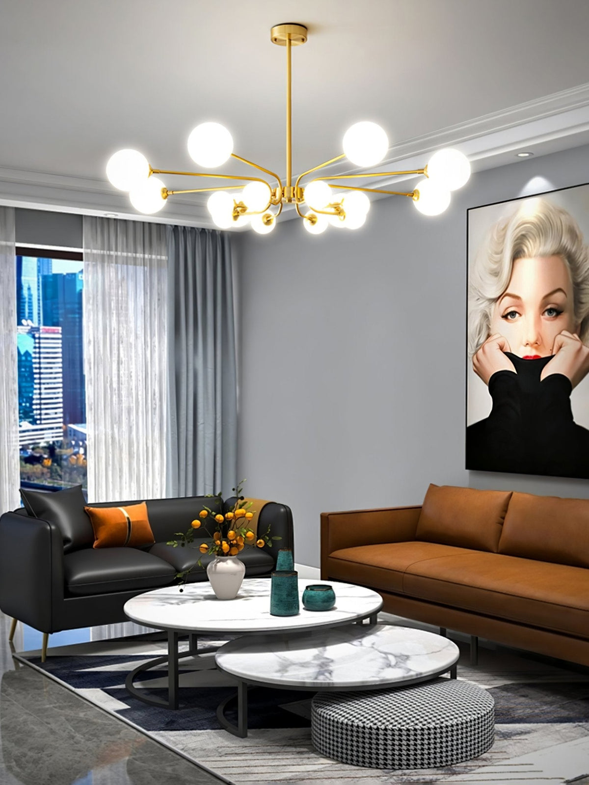 Balloon Ball Chandelier – Modern Gold Glass Pendant Light for Dining Room and Living Room