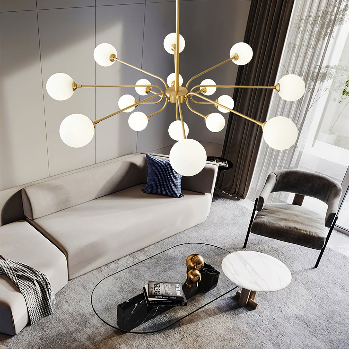 Balloon Ball Chandelier – Modern Gold Glass Pendant Light for Dining Room and Living Room