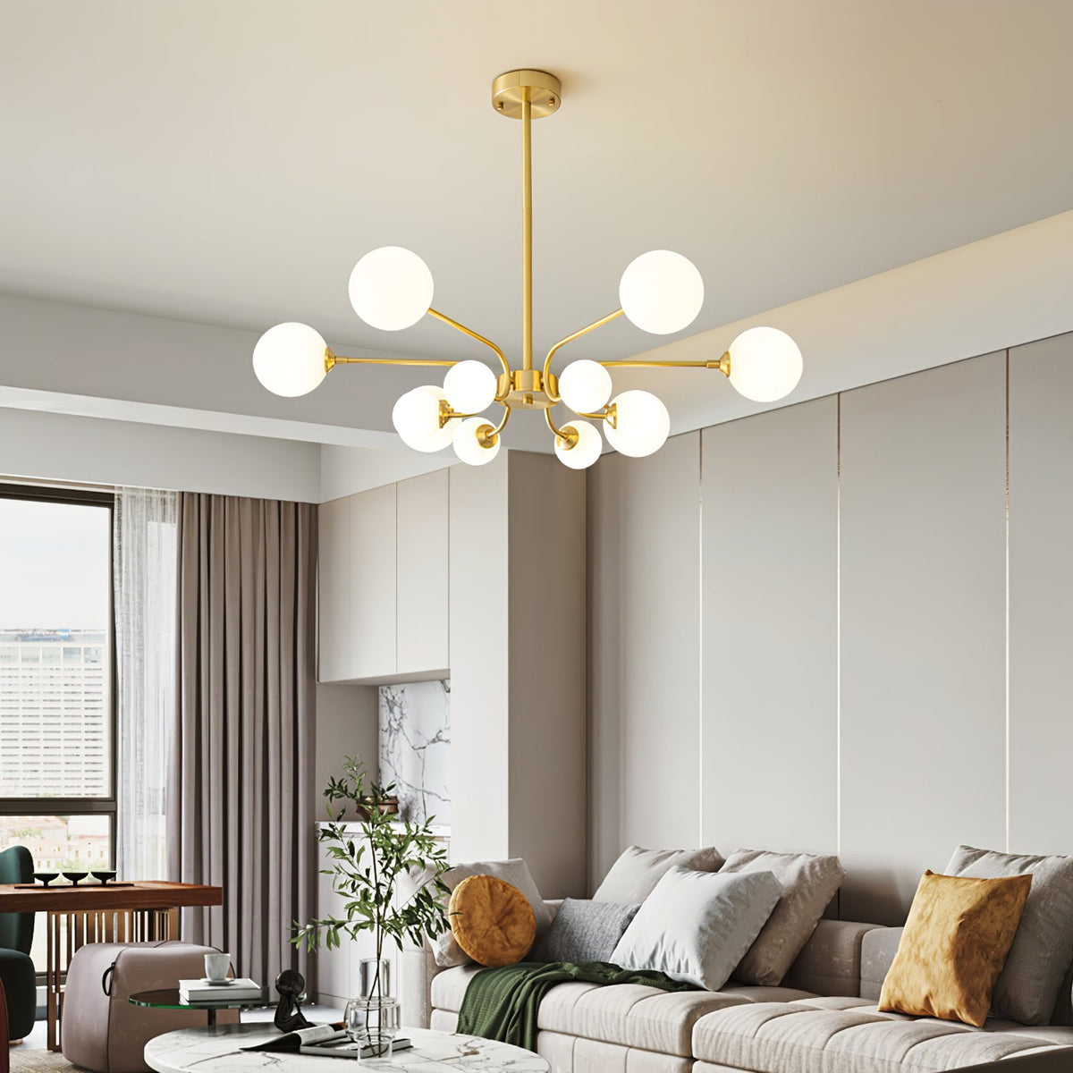 Balloon Ball Chandelier – Modern Gold Glass Pendant Light for Dining Room and Living Room