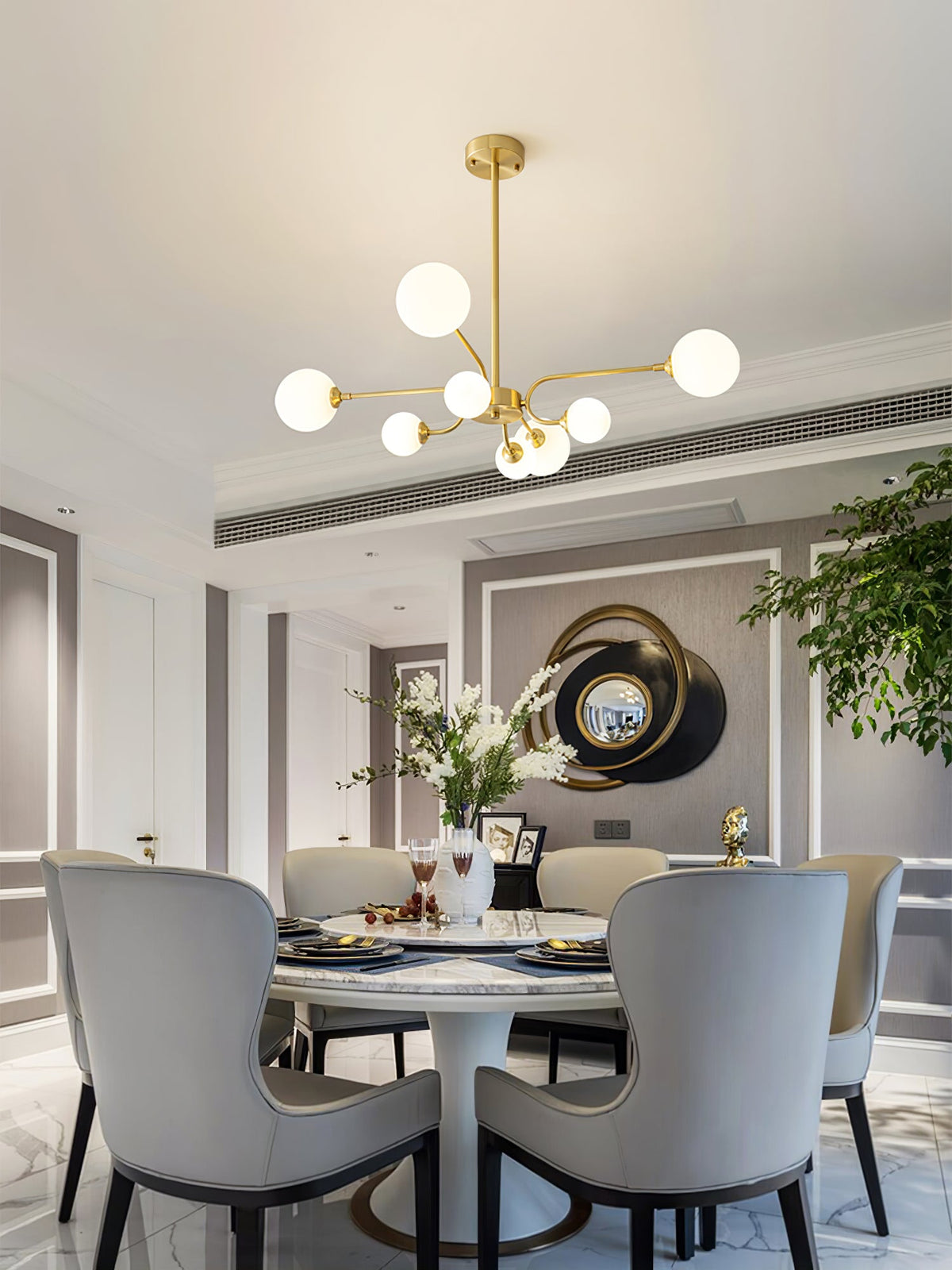 Balloon Ball Chandelier – Modern Gold Glass Pendant Light for Dining Room and Living Room