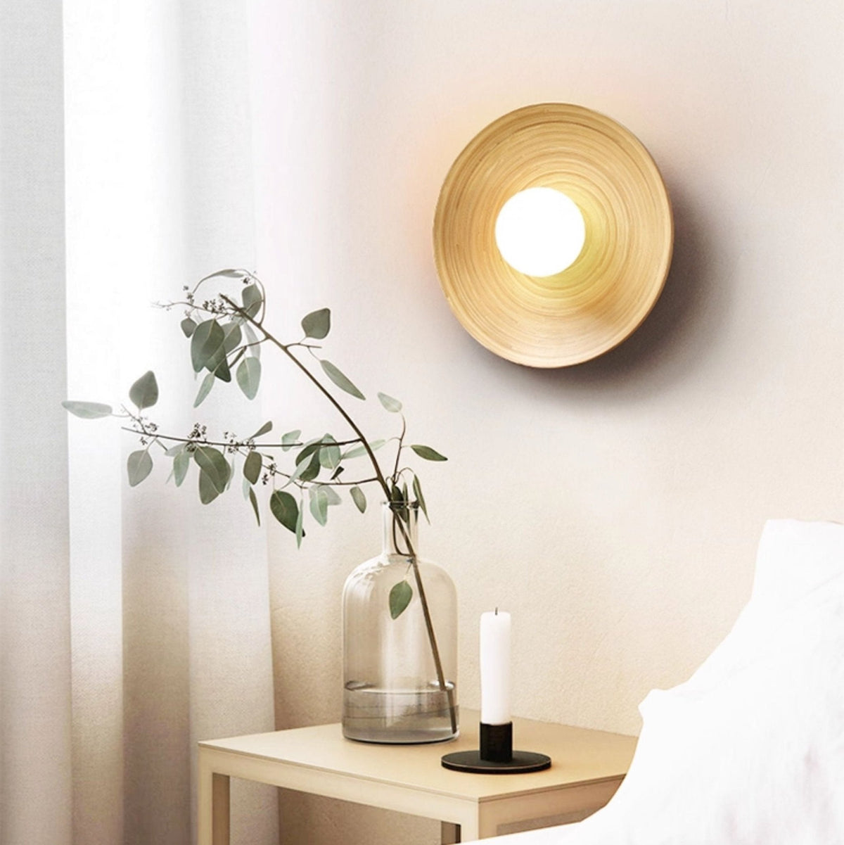 Bamboo Aura Wall Sconce – Natural Bamboo & Metal Modern Lighting
