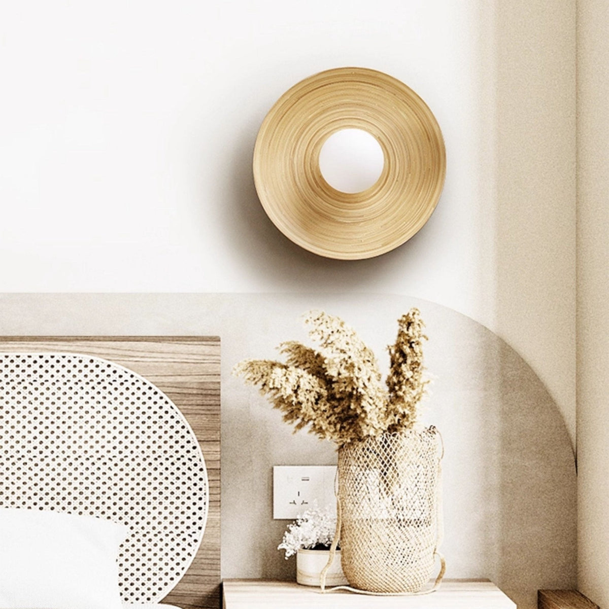 Bamboo Aura Wall Sconce – Natural Bamboo & Metal Modern Lighting