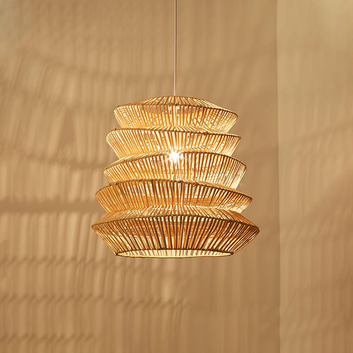 Artisan Bamboo Spiral Pendant Light, Handwoven Natural Shade for Dining & Living Areas