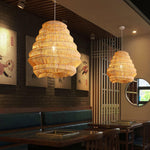 Artisan Bamboo Spiral Pendant Light, Handwoven Natural Shade for Dining & Living Areas