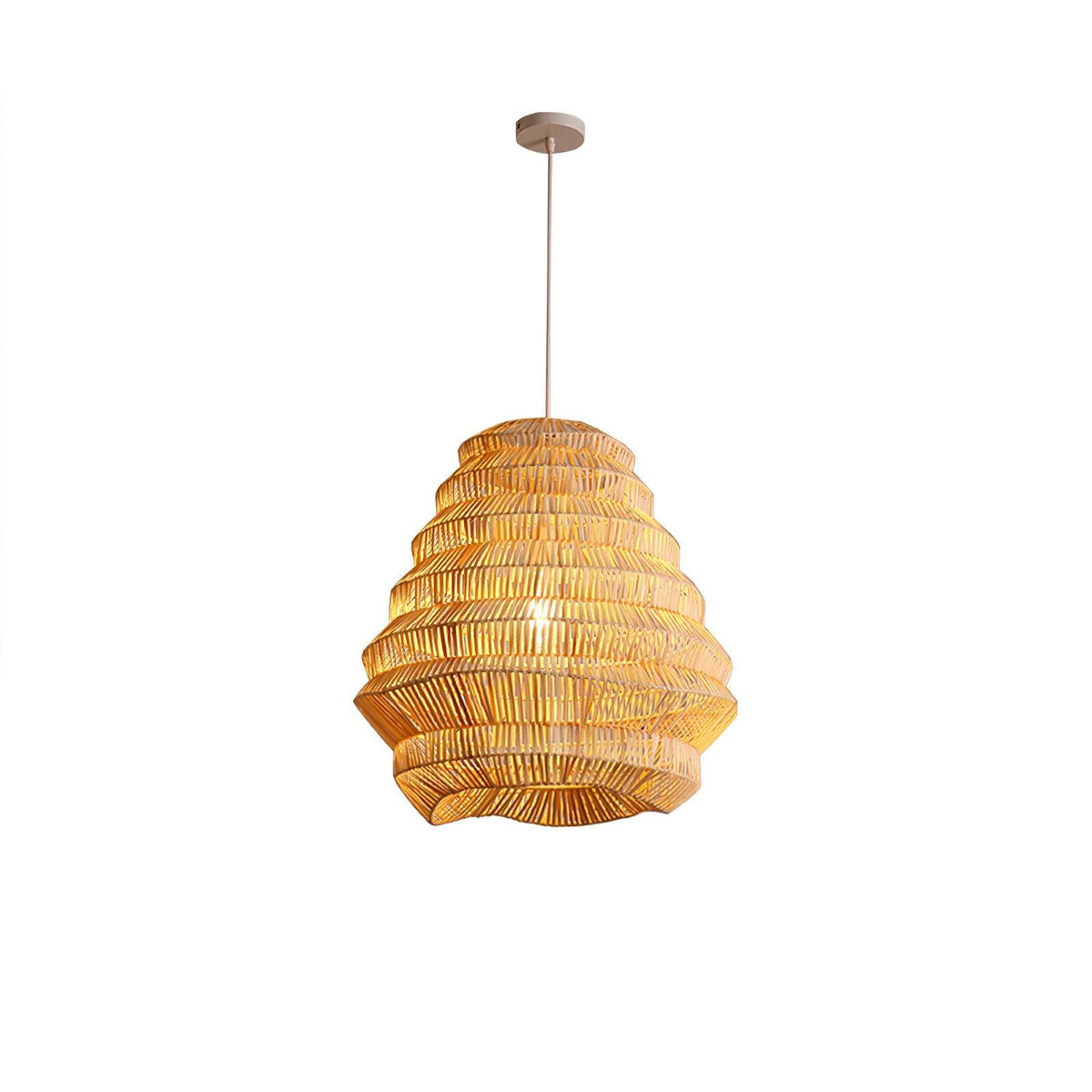 Artisan Bamboo Spiral Pendant Light, Handwoven Natural Shade for Dining & Living Areas