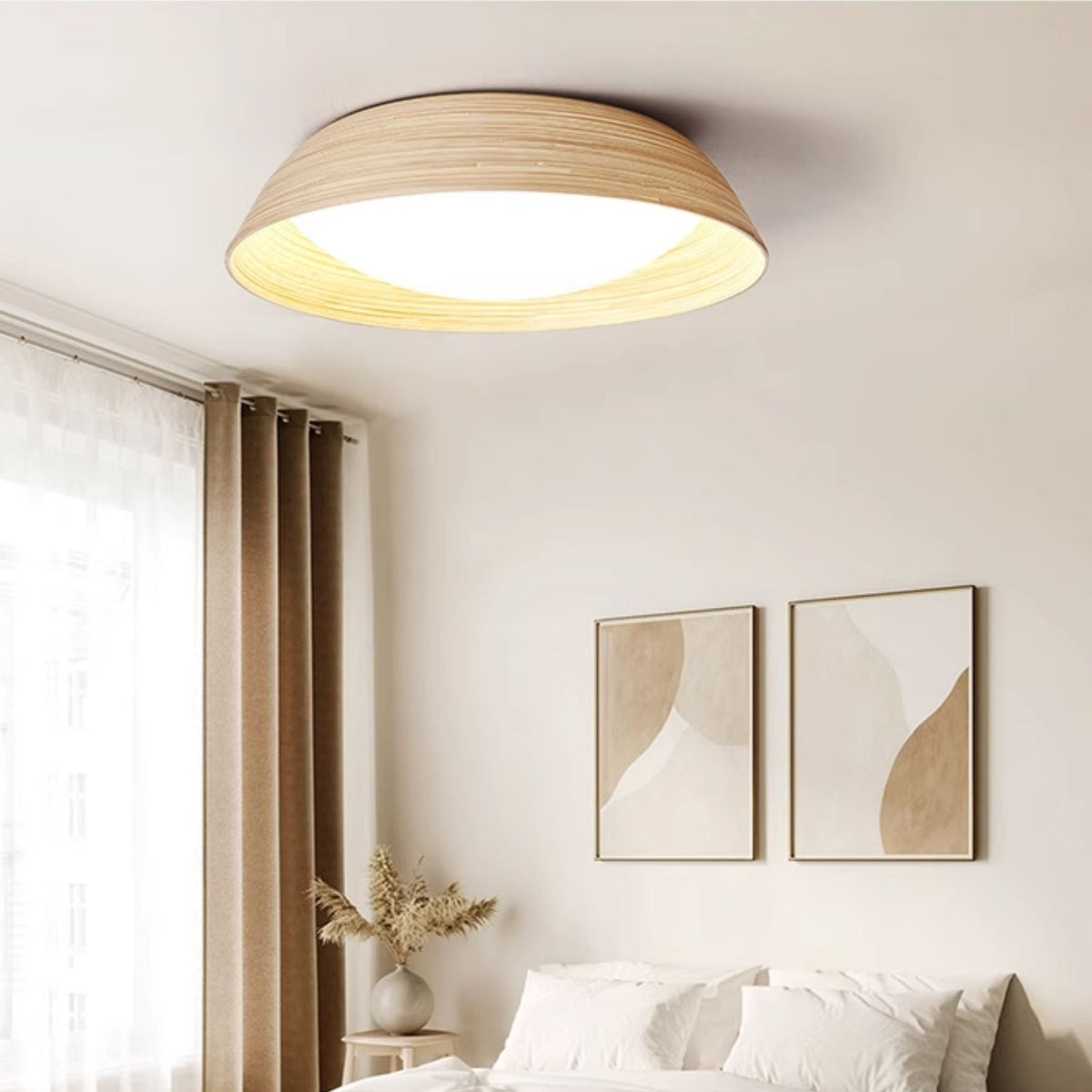 Bamboo Textured LED Flush Mount Ceiling Light for Modern Interiors