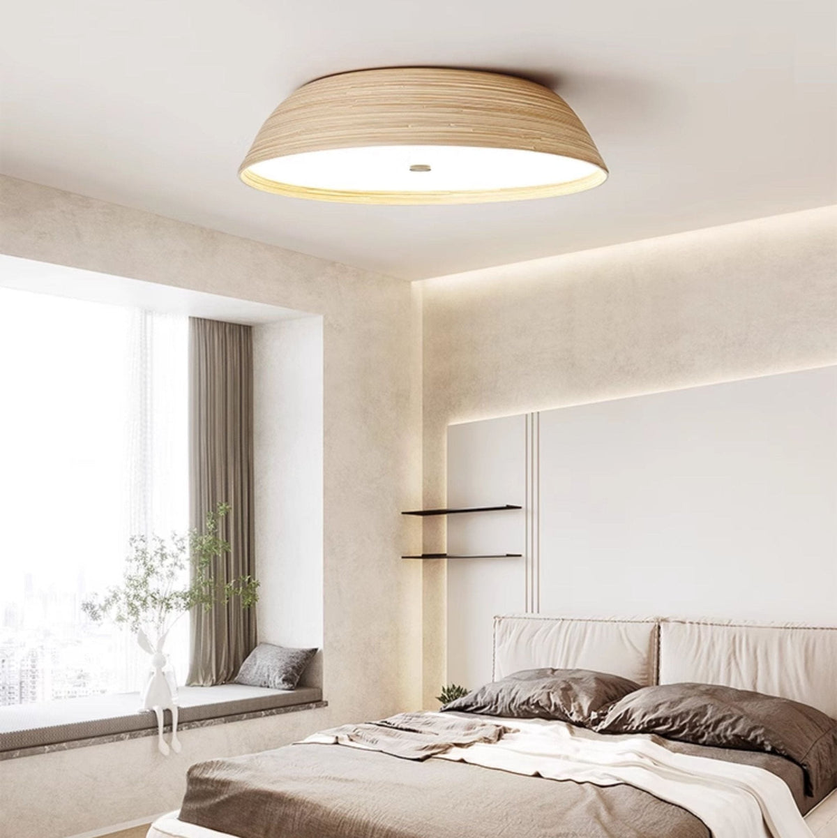 Bamboo Textured LED Flush Mount Ceiling Light for Modern Interiors