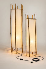 Bamboo Veil Lantern Floor Lamp – Natural Bamboo & Fabric Ambient Light for Living Room, Bedroom