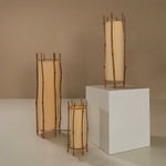 Bamboo Veil Lantern Floor Lamp – Natural Bamboo & Fabric Ambient Light for Living Room, Bedroom