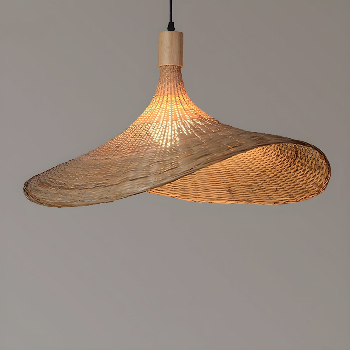 Bamboo Weave Hat Pendant Light