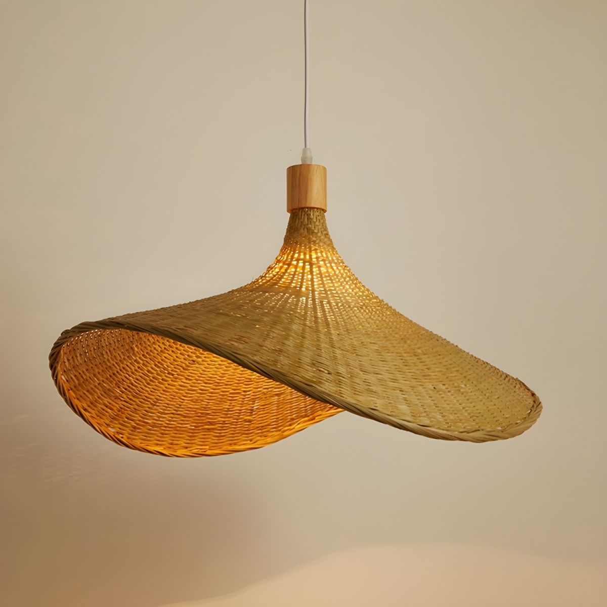 Bamboo Weave Hat Pendant Light