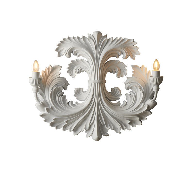 Baroque Blossom Wall Sconce – Plaster Floral Two-Light Fixture