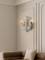 Baroque Blossom Wall Sconce – Plaster Floral Two-Light Fixture