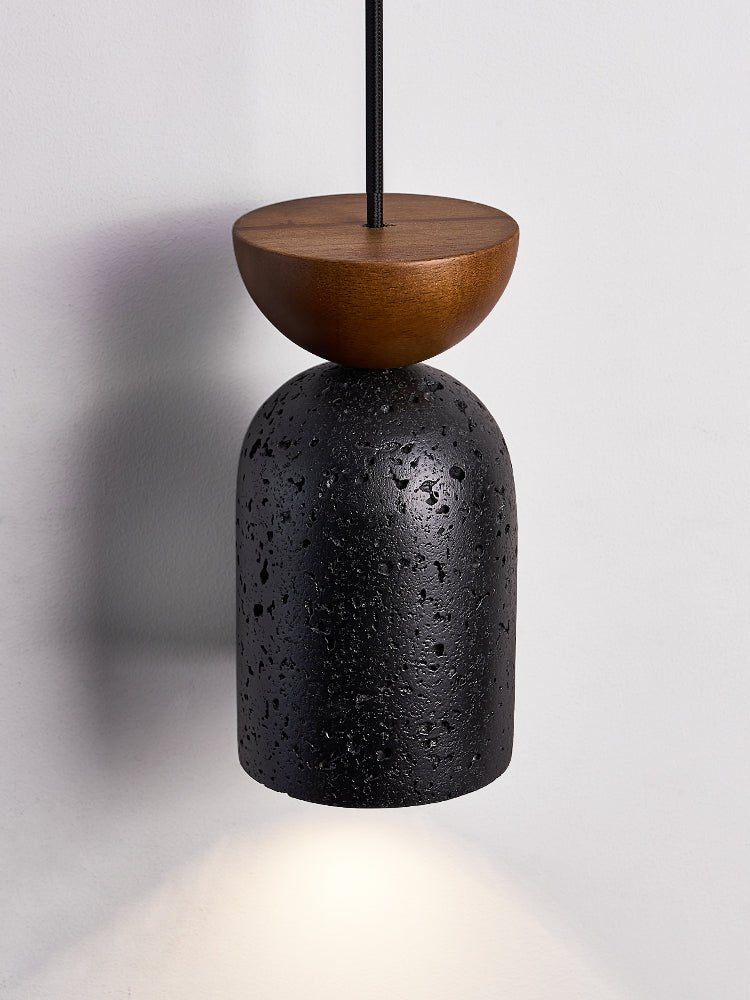 Basalt Walnut Drop Pendant Light – Organic Modern Travertine Hanging Lamp