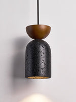 Basalt Walnut Drop Pendant Light – Organic Modern Travertine Hanging Lamp