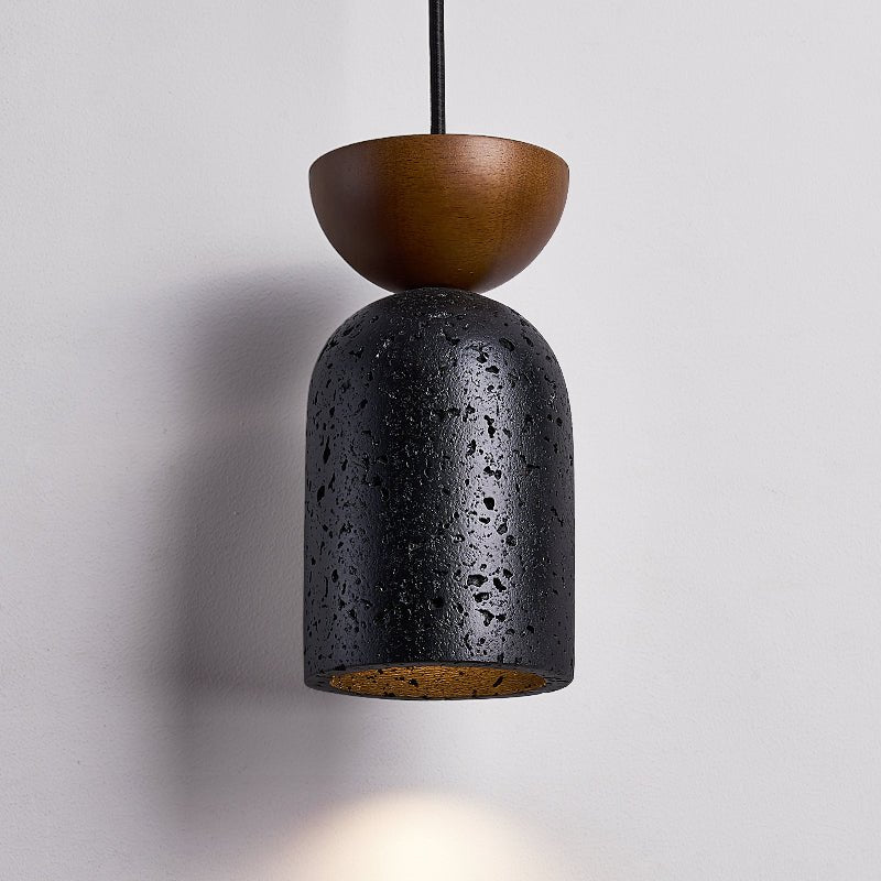 Basalt Walnut Drop Pendant Light – Organic Modern Travertine Hanging Lamp