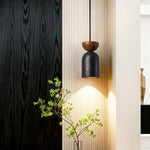 Basalt Walnut Drop Pendant Light – Organic Modern Travertine Hanging Lamp