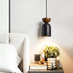 Basalt Walnut Drop Pendant Light – Organic Modern Travertine Hanging Lamp