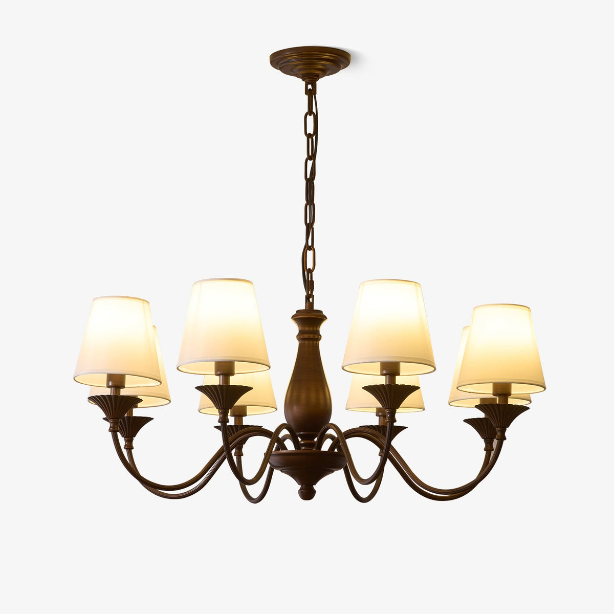 Beatrice Vintage Chandelier – Bronze & Fabric Pendant Light for Dining Room