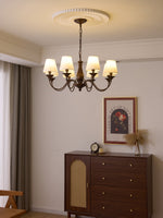 Beatrice Vintage Chandelier – Bronze & Fabric Pendant Light for Dining Room
