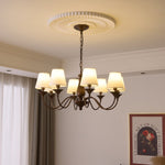 Beatrice Vintage Chandelier – Bronze & Fabric Pendant Light for Dining Room