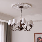 Beatrice Vintage Chandelier – Bronze & Fabric Pendant Light for Dining Room