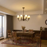 Beatrice Vintage Chandelier – Bronze & Fabric Pendant Light for Dining Room
