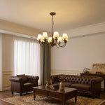 Beatrice Vintage Chandelier – Bronze & Fabric Pendant Light for Dining Room