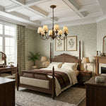Beatrice Vintage Chandelier – Bronze & Fabric Pendant Light for Dining Room