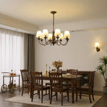 Beatrice Vintage Chandelier – Bronze & Fabric Pendant Light for Dining Room
