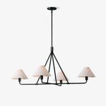 Axis Modern Linear Chandelier in Brass and Black for Dining Room and Living Room