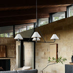 Axis Modern Linear Chandelier in Brass and Black for Dining Room and Living Room