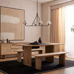 Axis Modern Linear Chandelier in Brass and Black for Dining Room and Living Room